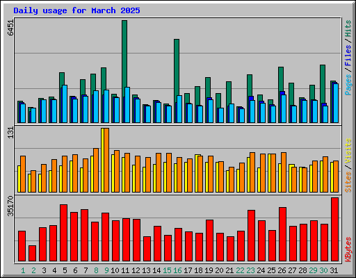 Daily usage for March 2025