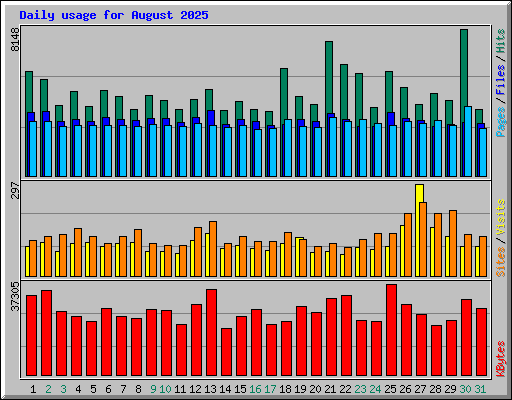 Daily usage for August 2025