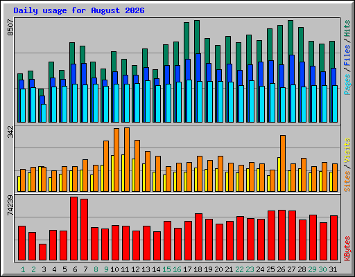 Daily usage for August 2026